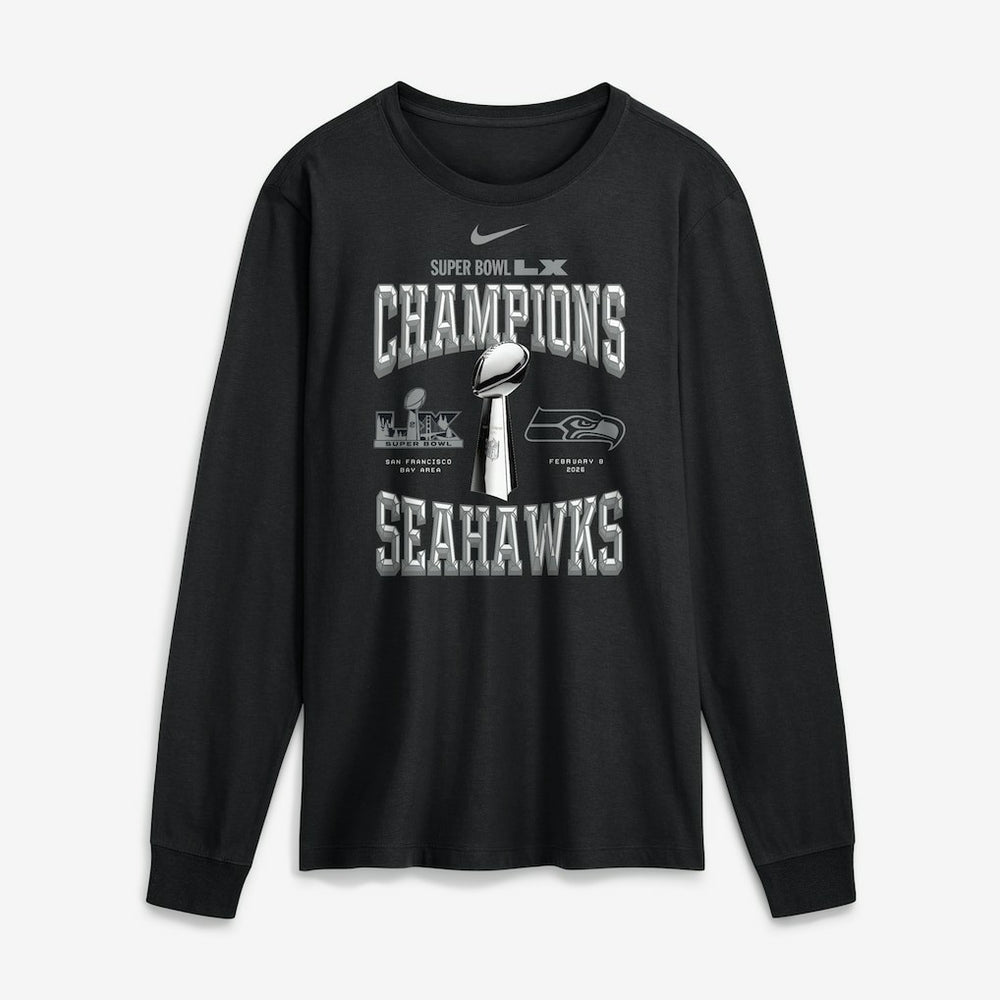 Seattle Seahawks Super Bowl LX Champions Locker Room Trophy Collection Long Sleeve T-Shirt Black - Nike