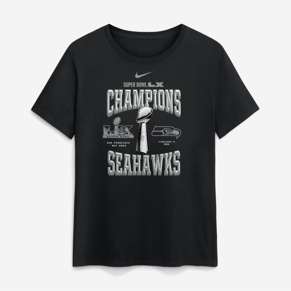 Seattle Seahawks Women's Super Bowl LX Champions Locker Room Trophy Collection T-Shirt Black - Nike