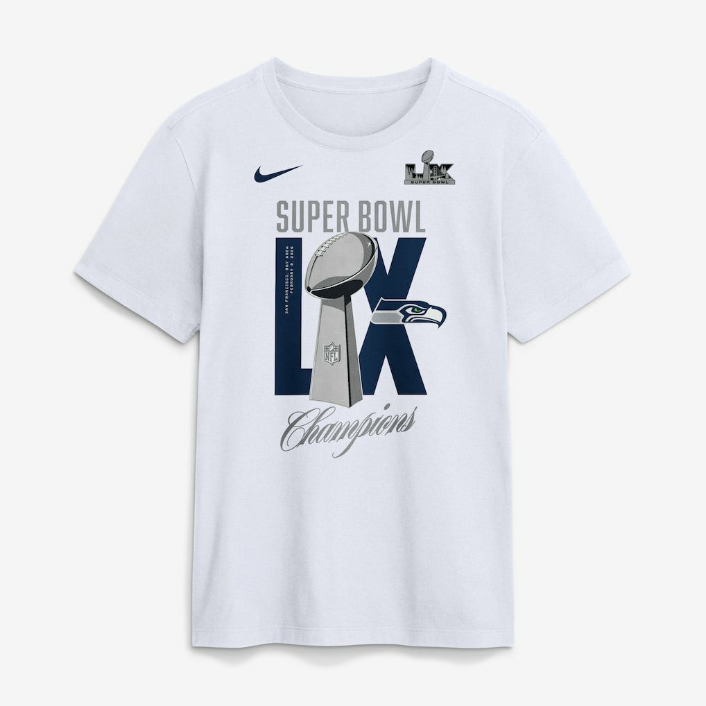 Seattle Seahawks Super Bowl LX Champions Lombardi Trophy T-Shirt White - Nike