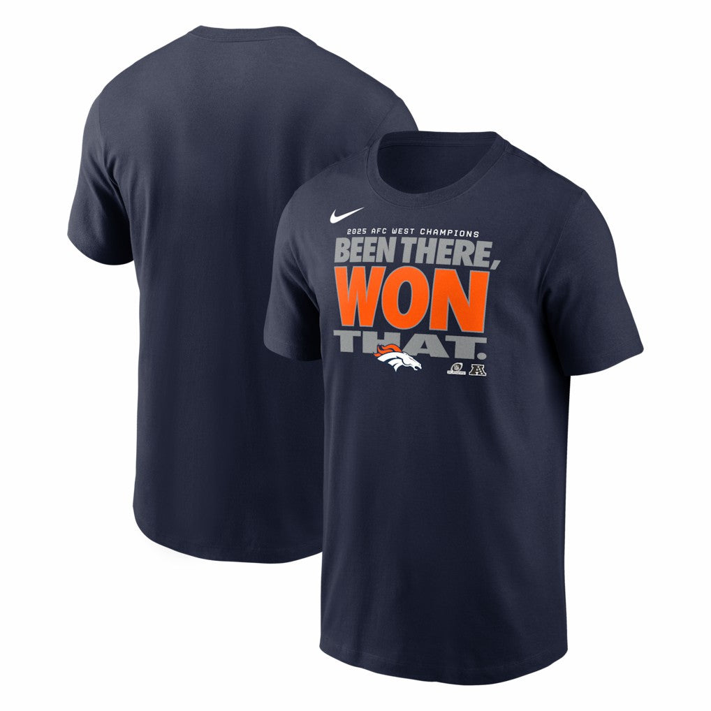 Denver Broncos 2025 AFC West Division Champions Locker Room Trophy Collection T-Shirt Navy - Nike