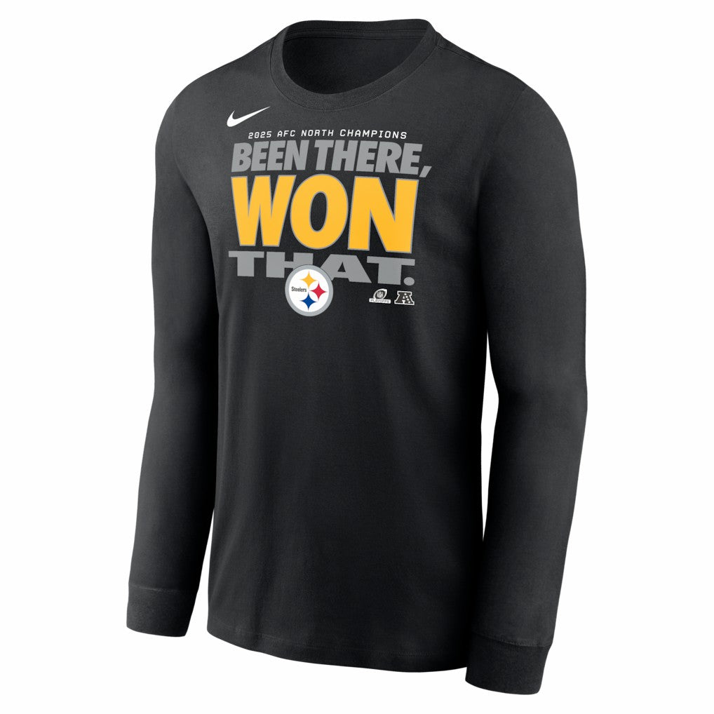 Pittsburgh Steelers 2025 AFC North Division Champions Locker Room Trophy Collection Long Sleeve T-Shirt Black - Nike