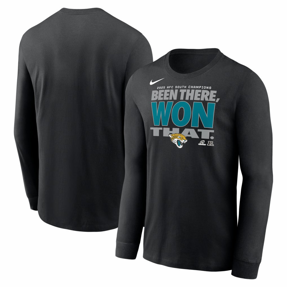 Jacksonville Jaguars 2025 AFC South Division Champions Locker Room Trophy Collection Long Sleeve T-Shirt Black - Nike