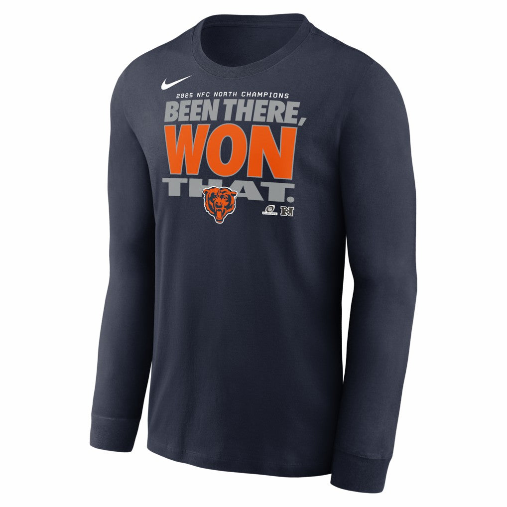 Chicago Bears 2025 NFC North Division Champions Locker Room Trophy Collection Long Sleeve T-Shirt Navy - Nike