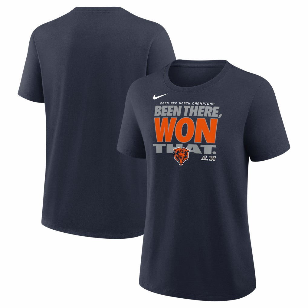 Chicago Bears Women's 2025 NFC North Division Champions Locker Room Trophy Collection T-Shirt Navy - Nike