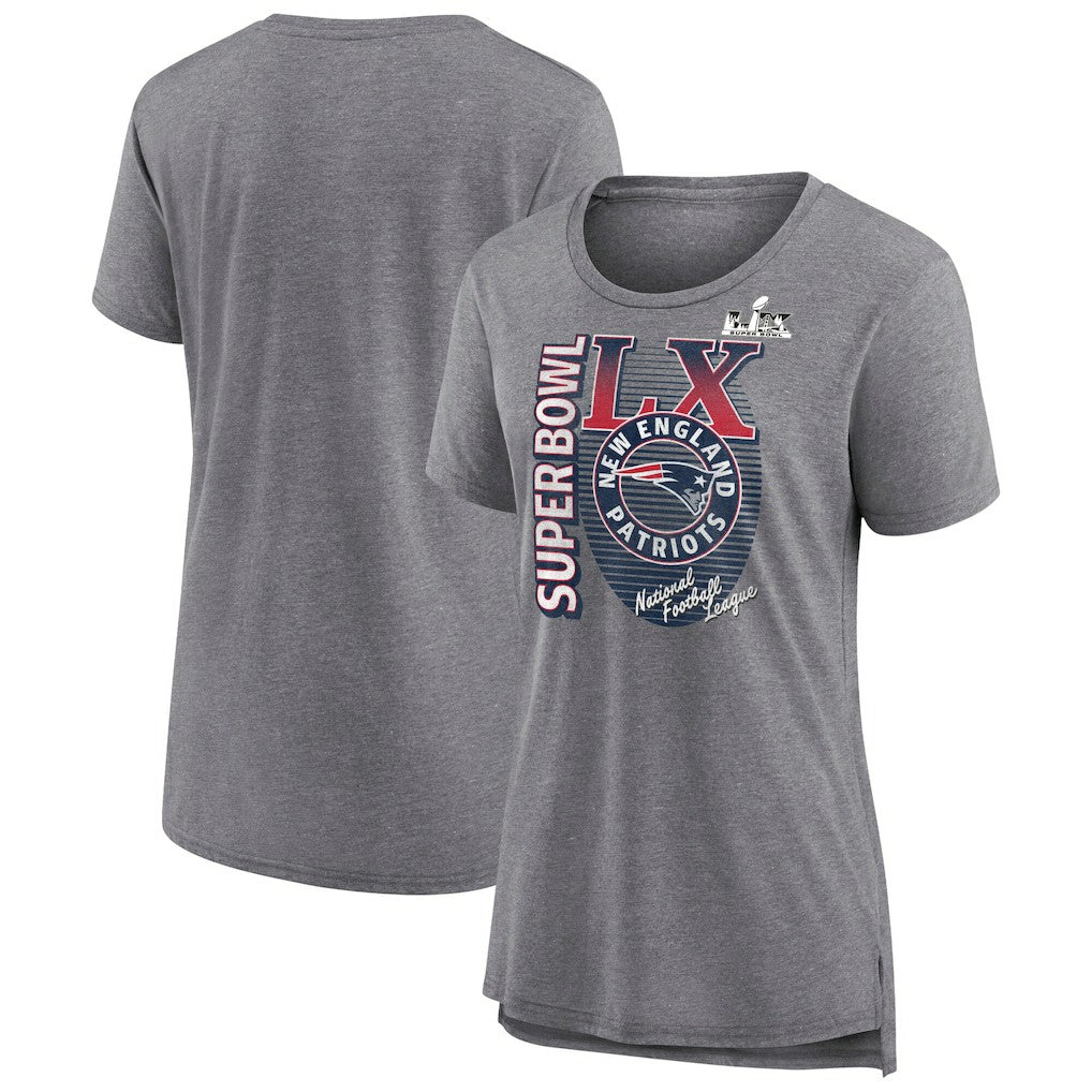 New England Patriots Women's Super Bowl LX Retro Tri-Blend T-Shirt Heather Gray - Fanatics