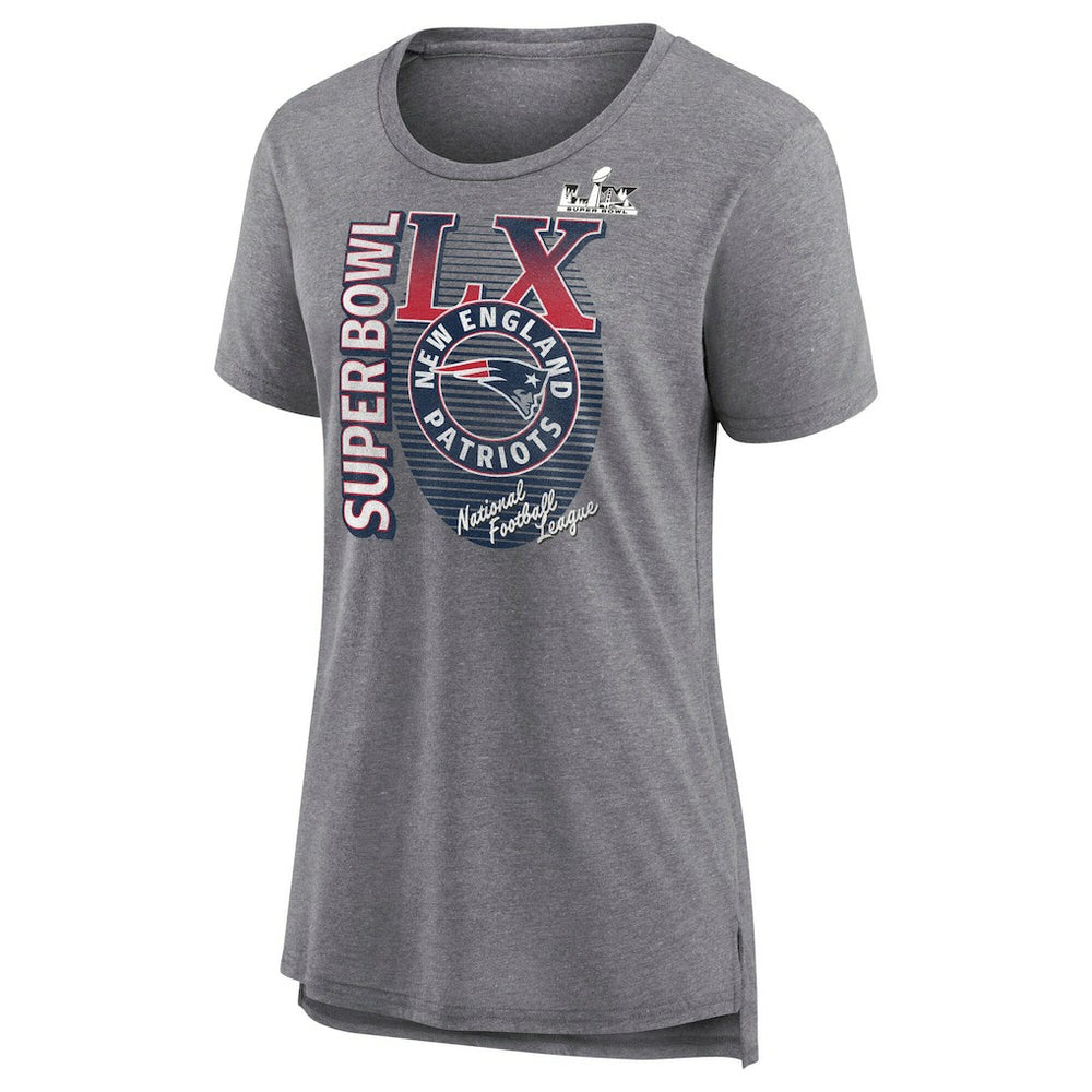 New England Patriots Women's Super Bowl LX Retro Tri-Blend T-Shirt Heather Gray - Fanatics