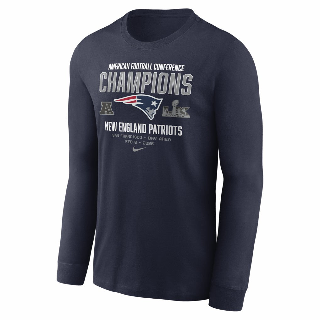 New England Patriots 2025 AFC Champions Team Nation Long Sleeve T-Shirt Navy - Nike