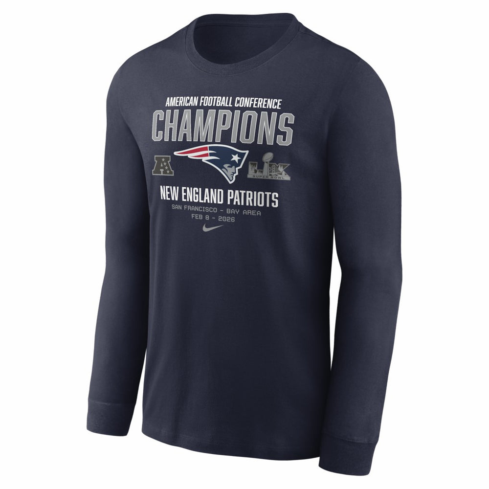 New England Patriots 2025 AFC Champions Team Nation Long Sleeve T-Shirt Navy - Nike