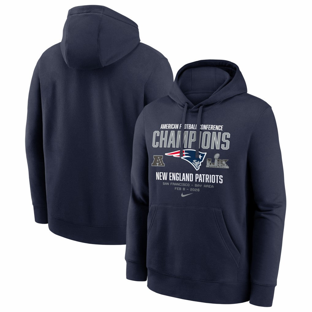 New England Patriots 2025 AFC Champions Team Nation Hoodie Navy - Nike