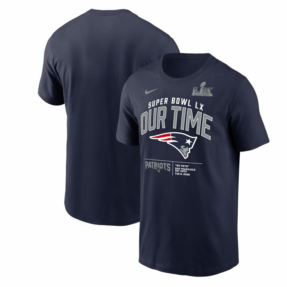 New England Patriots Super Bowl LX Clear Sign T-Shirt Navy - Nike