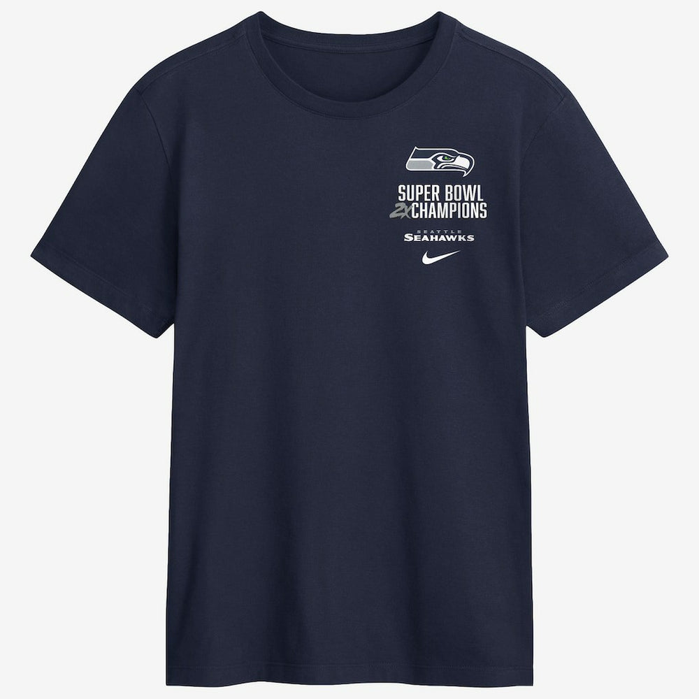 Seattle Seahawks Two-Time Super Bowl Champions Downtown Ring Club T-Shirt College Navy - Nike