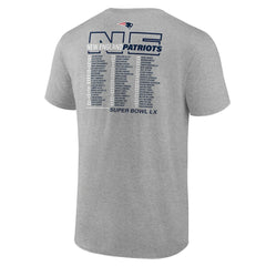 New England Patriots Super Bowl LX Roster T-Shirt Heather Gray - Fanatics