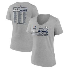 New England Patriots Women's Super Bowl LX Roster V-Neck T-Shirt Heather Gray - Fanatics