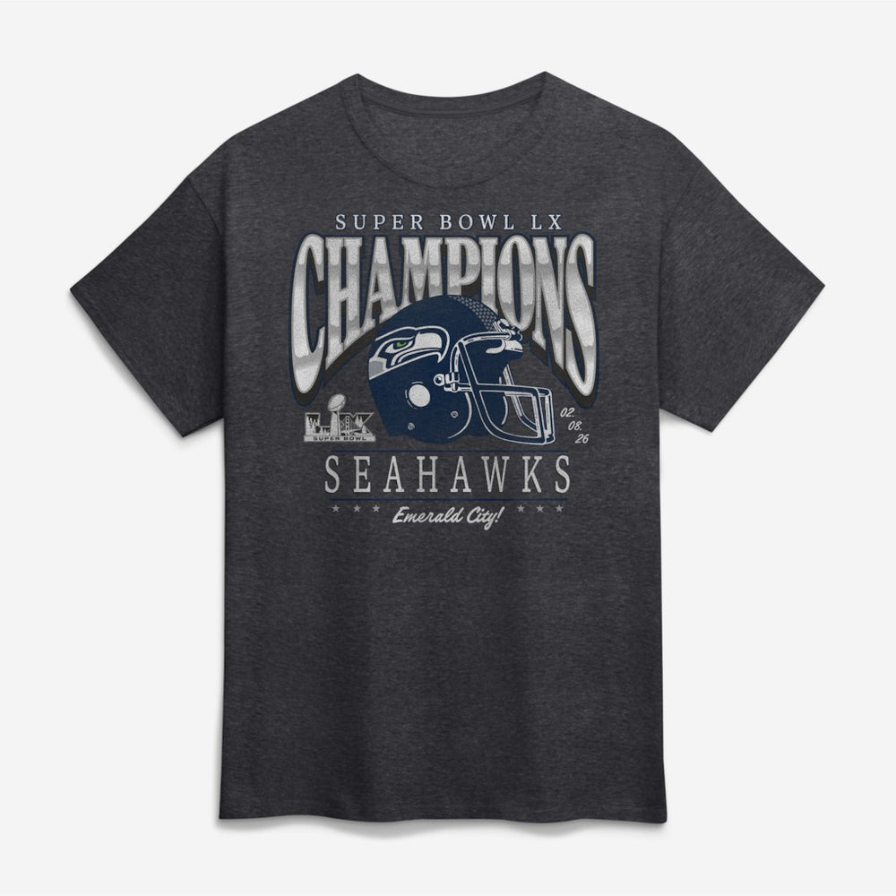 Seattle Seahawks Super Bowl LX Champions Prestigious Run T-Shirt Heather Charcoal - Fanatics