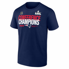 New England Patriots 2025 AFC Champions Right Side Draw T-Shirt Navy - Fanatics
