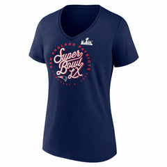 New England Patriots Women's Super Bowl LX Cheer Section V-Neck T-Shirt Navy - Fanatics
