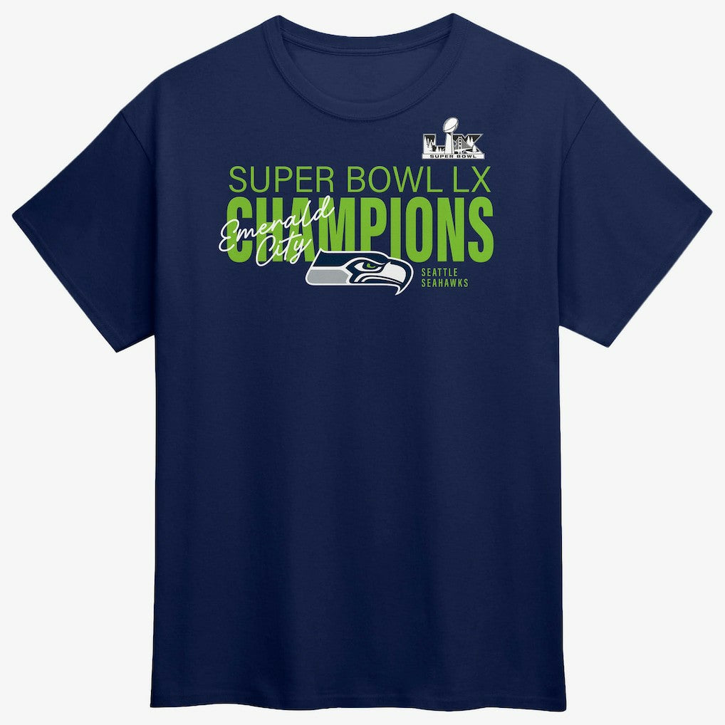 Seattle Seahawks Super Bowl LX Champions Autograph Signing Roster T-Shirt College Navy - Fanatics