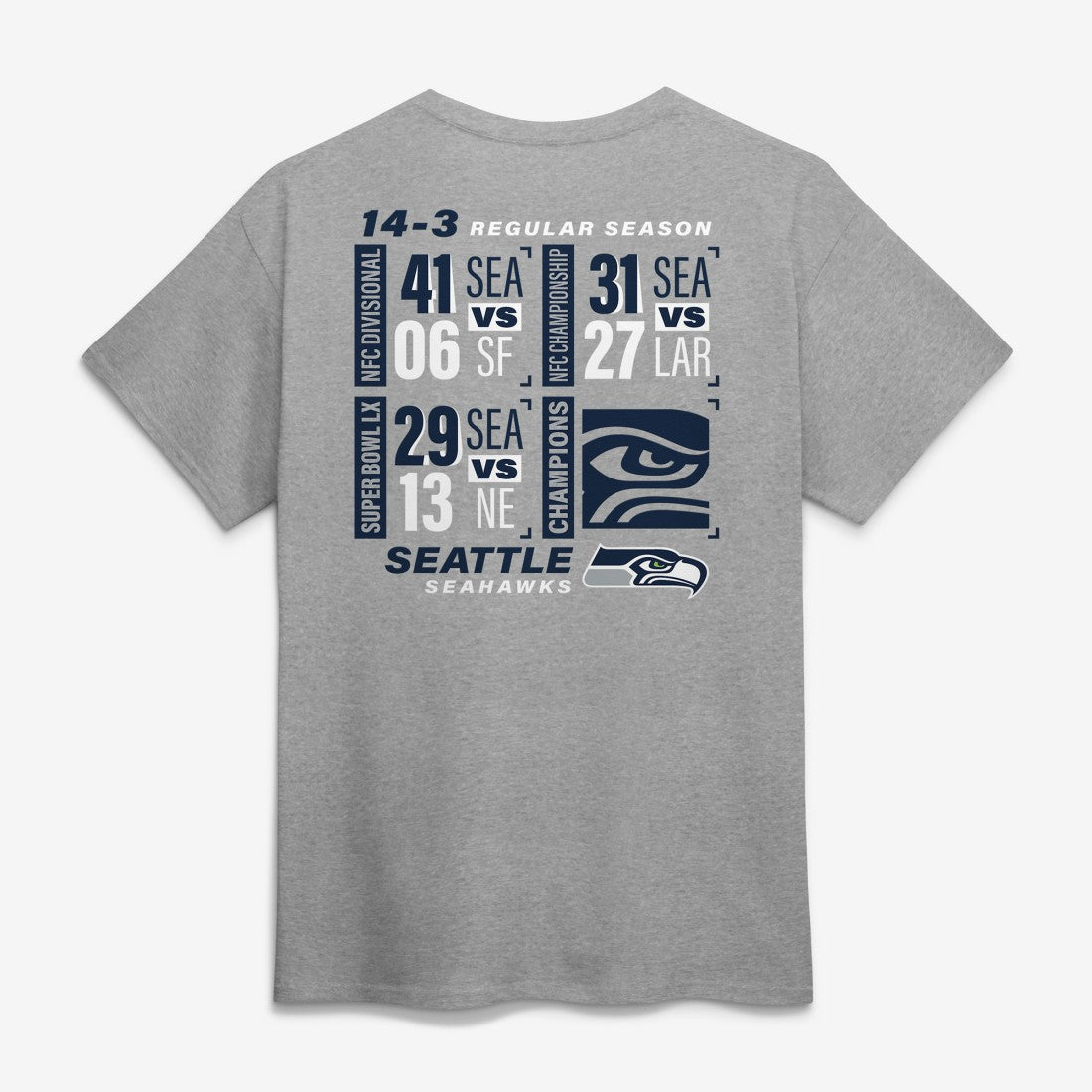 Seattle Seahawks Super Bowl LX Champions Counting Points Score T-Shirt Steel - Fanatics