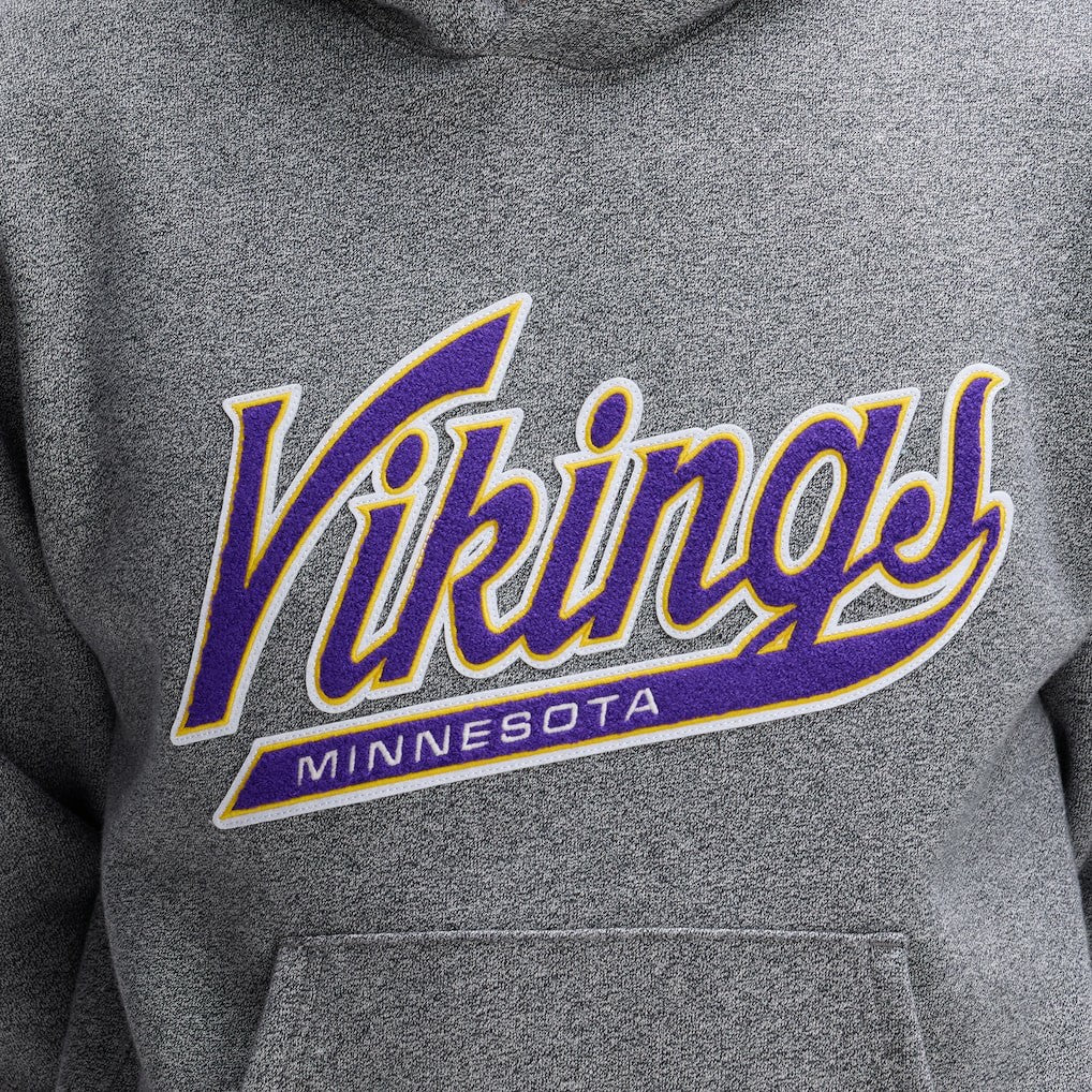 Minnesota Vikings IconicFleece Tipped Hoodie Athletic Heather Gray - Fanatics