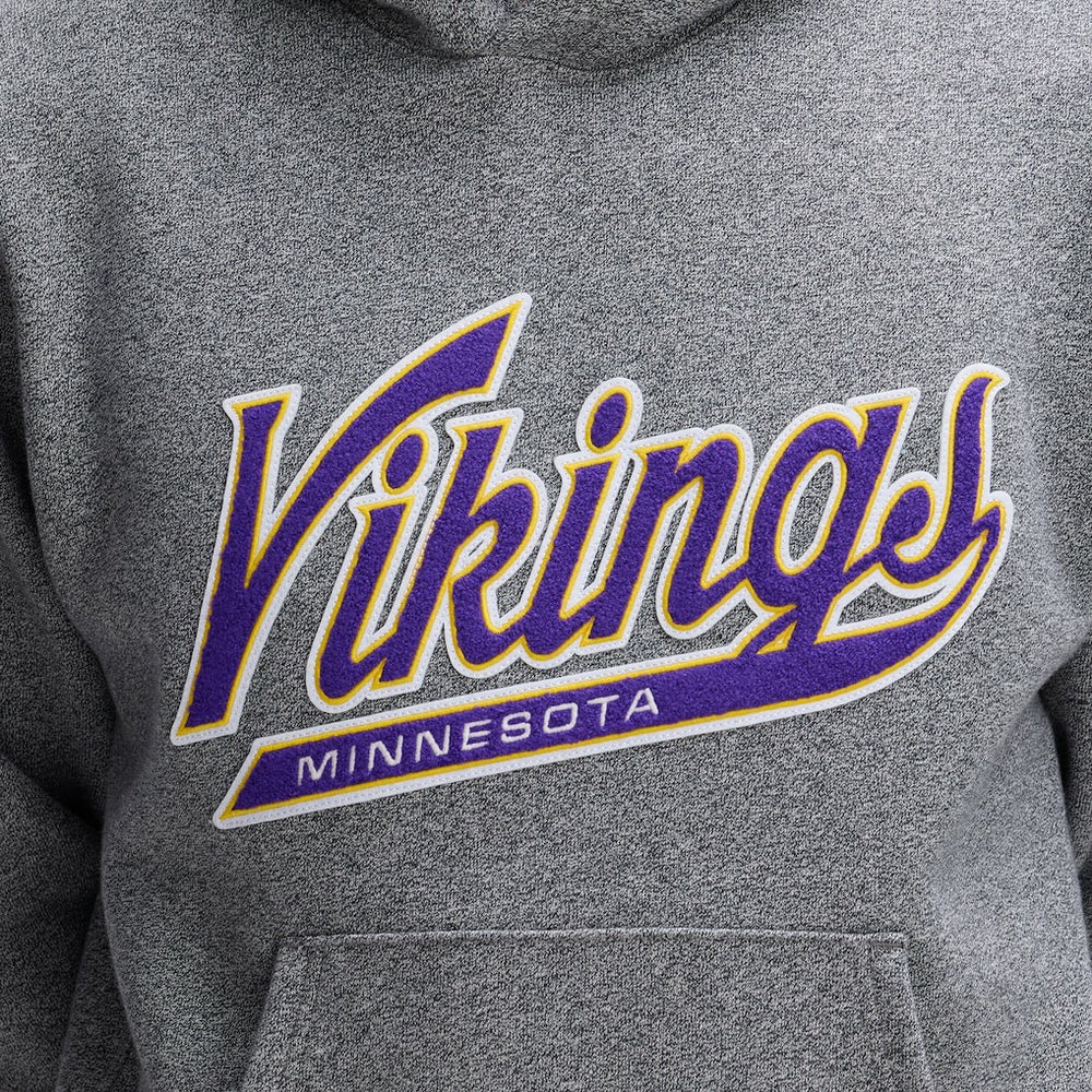 Minnesota Vikings IconicFleece Tipped Hoodie Athletic Heather Gray - Fanatics