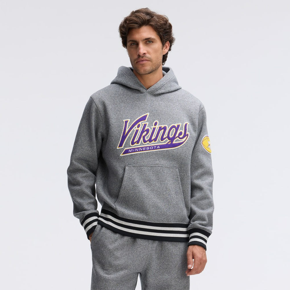 Minnesota Vikings IconicFleece Tipped Hoodie Athletic Heather Gray - Fanatics
