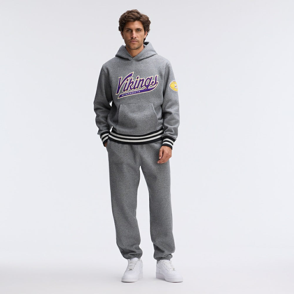 Minnesota Vikings IconicFleece Tipped Hoodie Athletic Heather Gray - Fanatics