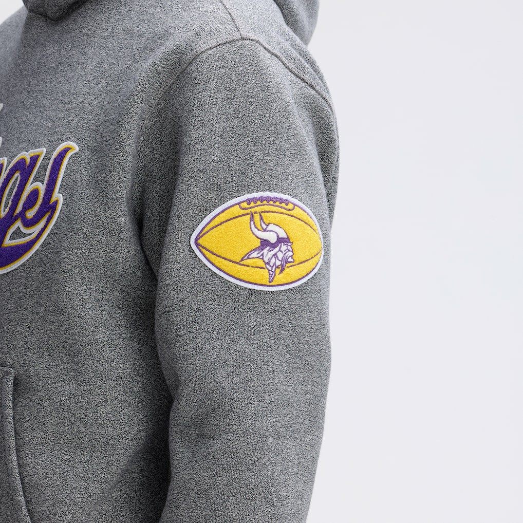 Minnesota Vikings IconicFleece Tipped Hoodie Athletic Heather Gray - Fanatics