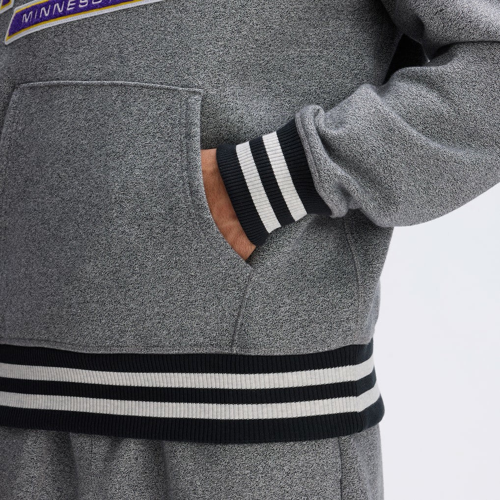 Minnesota Vikings IconicFleece Tipped Hoodie Athletic Heather Gray - Fanatics