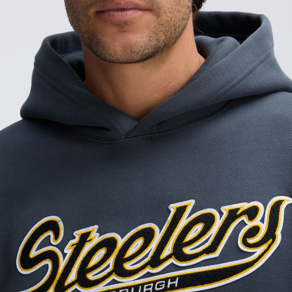 Pittsburgh Steelers IconicFleece Tipped Hoodie Charcoal - Fanatics