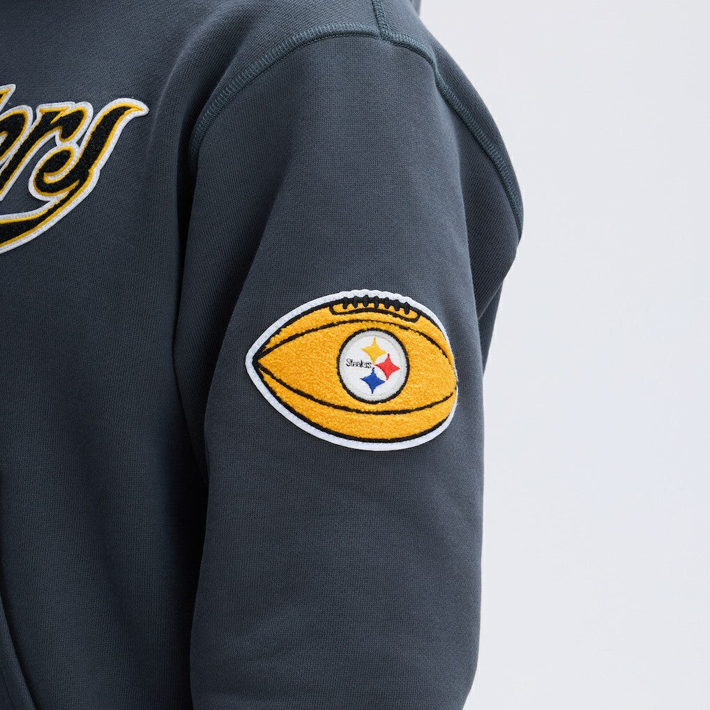 Pittsburgh Steelers IconicFleece Tipped Hoodie Charcoal - Fanatics