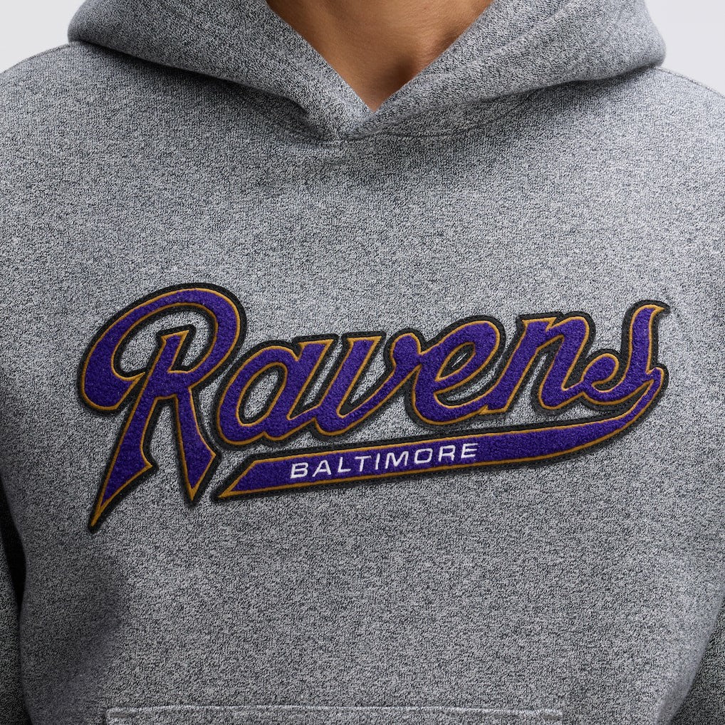 Baltimore Ravens IconicFleece Tipped Hoodie Athletic Heather Gray - Fanatics