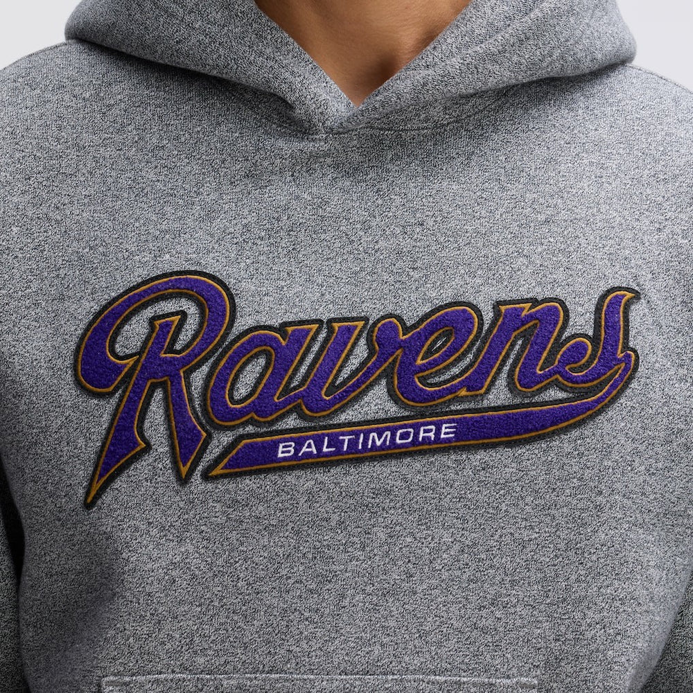 Baltimore Ravens IconicFleece Tipped Hoodie Athletic Heather Gray - Fanatics