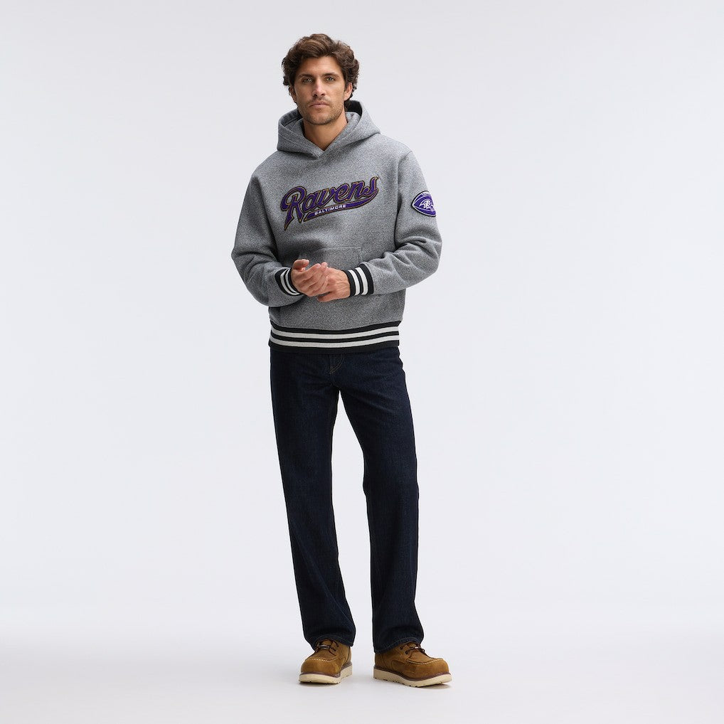 Baltimore Ravens IconicFleece Tipped Hoodie Athletic Heather Gray - Fanatics
