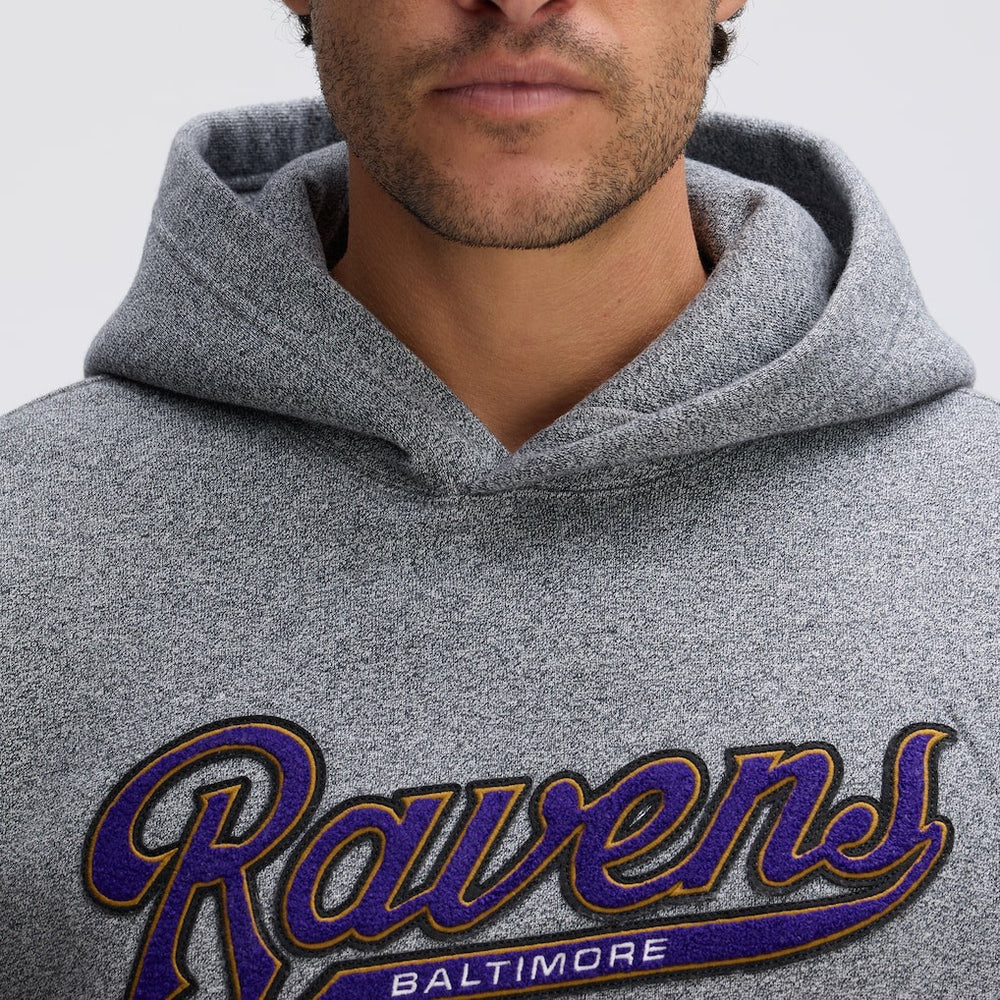 Baltimore Ravens IconicFleece Tipped Hoodie Athletic Heather Gray - Fanatics