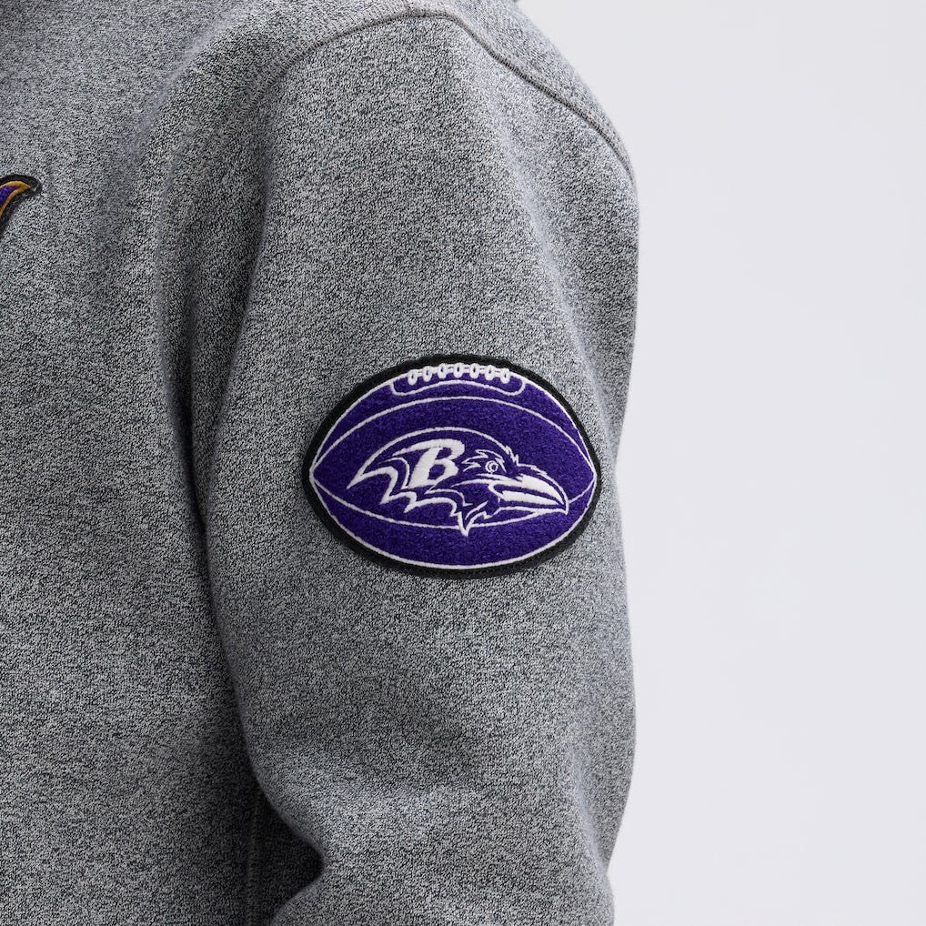 Baltimore Ravens IconicFleece Tipped Hoodie Athletic Heather Gray - Fanatics
