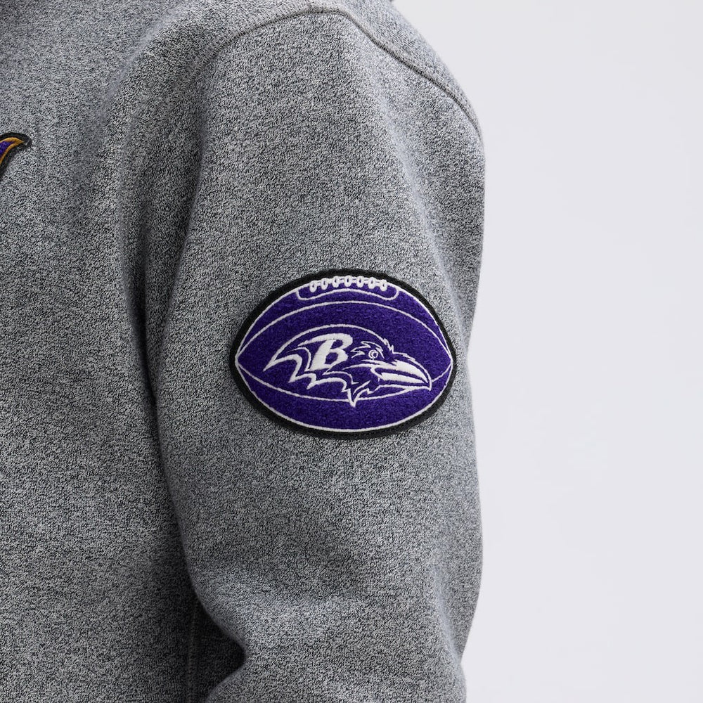 Baltimore Ravens IconicFleece Tipped Hoodie Athletic Heather Gray - Fanatics