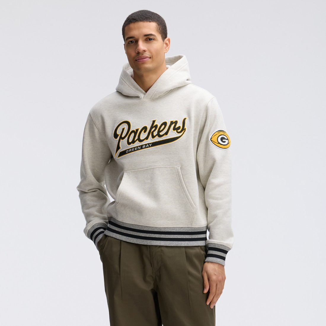 Green Bay Packers IconicFleece Tipped Hoodie Oatmeal - Fanatics
