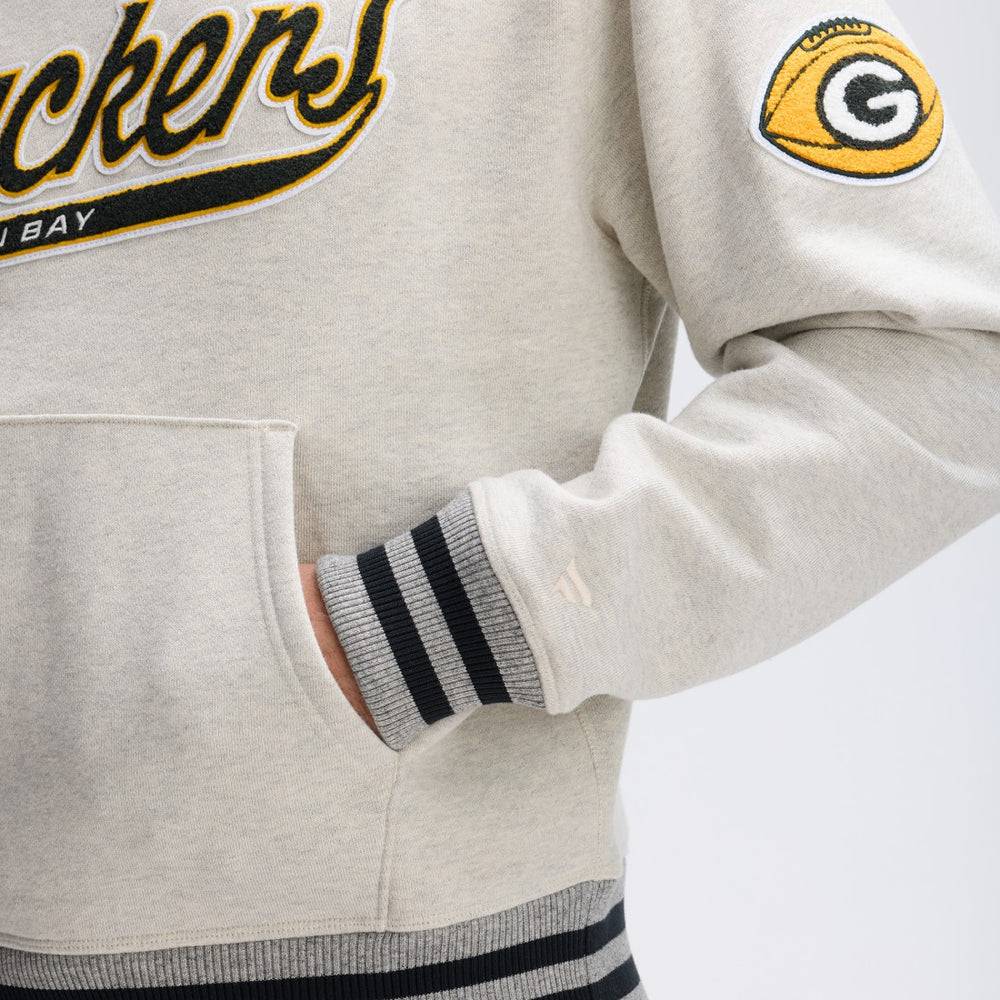 Green Bay Packers IconicFleece Tipped Hoodie Oatmeal - Fanatics