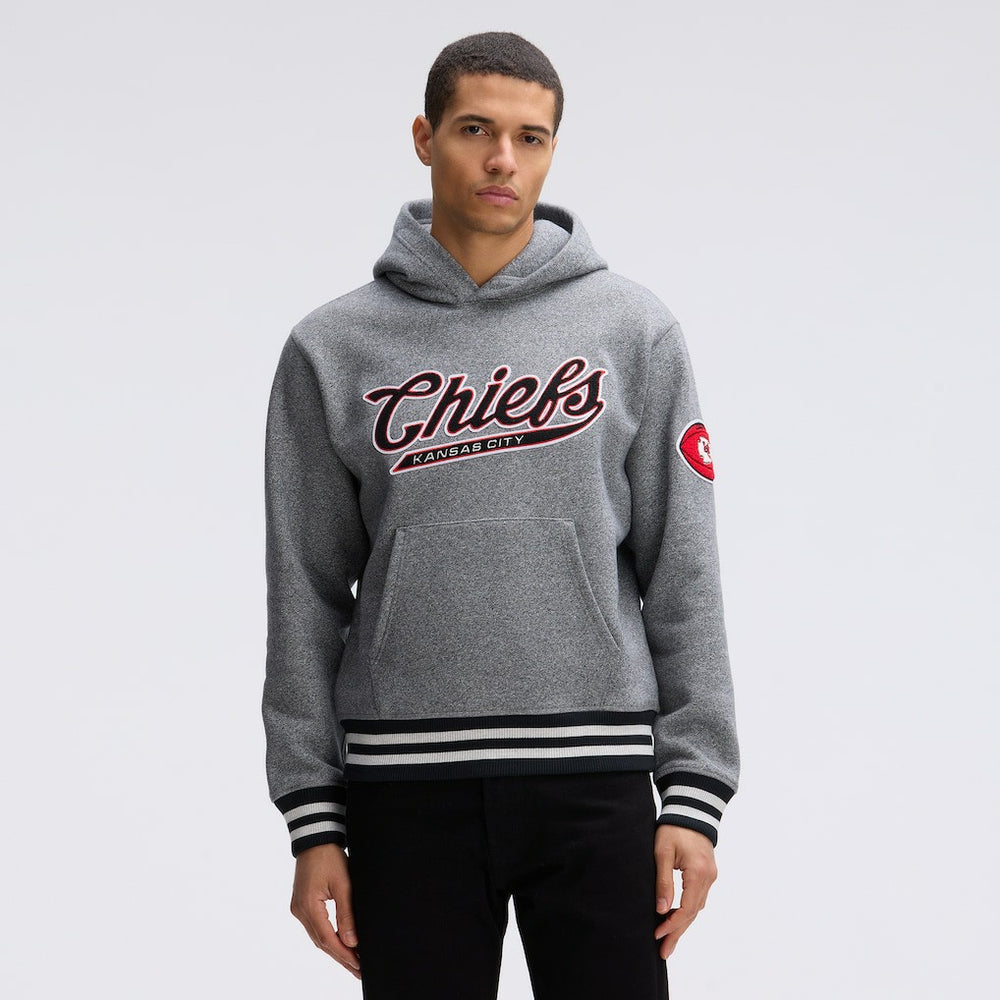 Kansas City Chiefs IconicFleece Tipped Hoodie Athletic Heather Gray - Fanatics