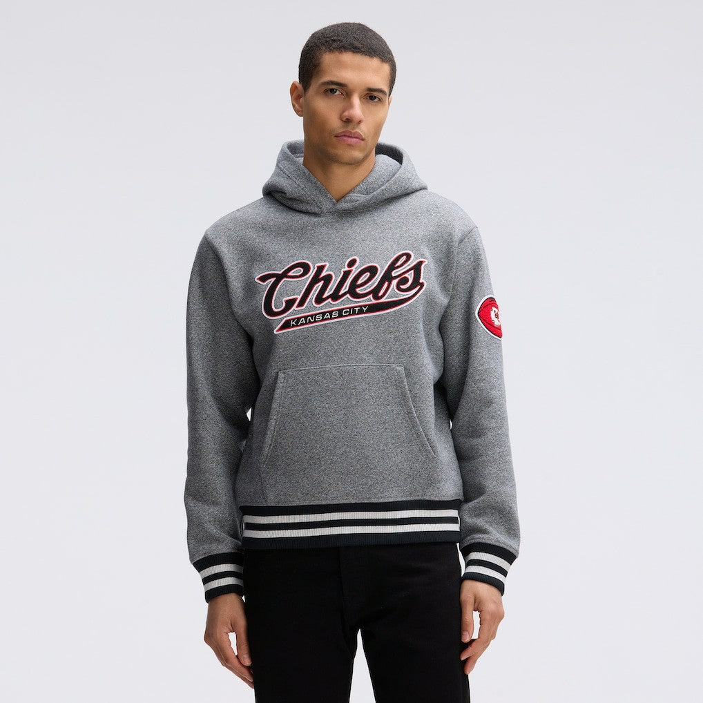 Kansas City Chiefs IconicFleece Tipped Hoodie Athletic Heather Gray - Fanatics