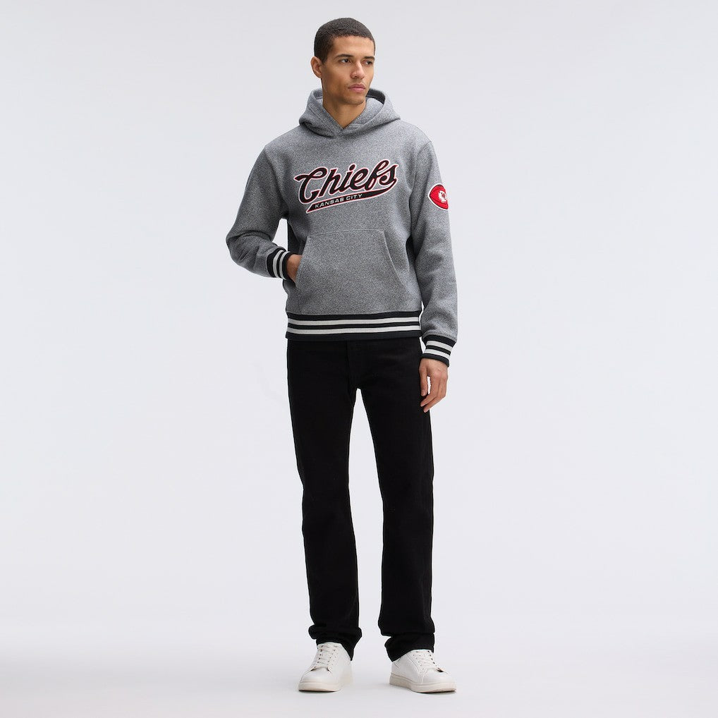 Kansas City Chiefs IconicFleece Tipped Hoodie Athletic Heather Gray - Fanatics
