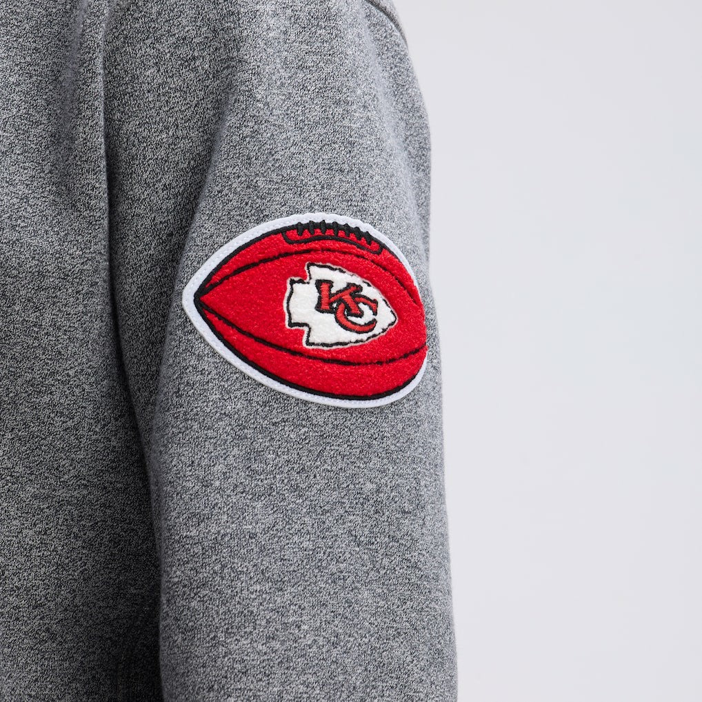 Kansas City Chiefs IconicFleece Tipped Hoodie Athletic Heather Gray - Fanatics