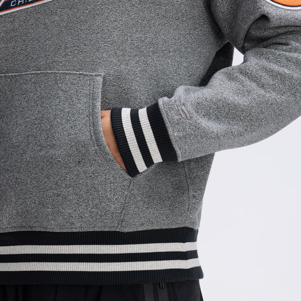 Chicago Bears IconicFleece Tipped Hoodie Athletic Heather Gray - Fanatics