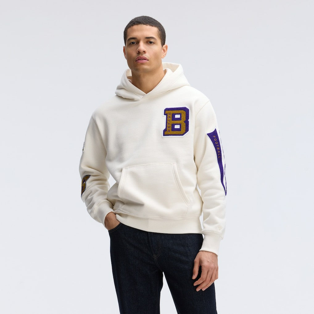 Baltimore Ravens IconicFleece Letterman Hoodie Oatmeal - Fanatics