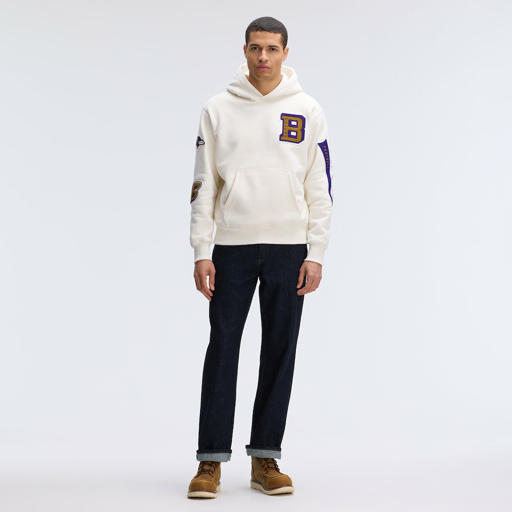 Baltimore Ravens IconicFleece Letterman Hoodie Oatmeal - Fanatics