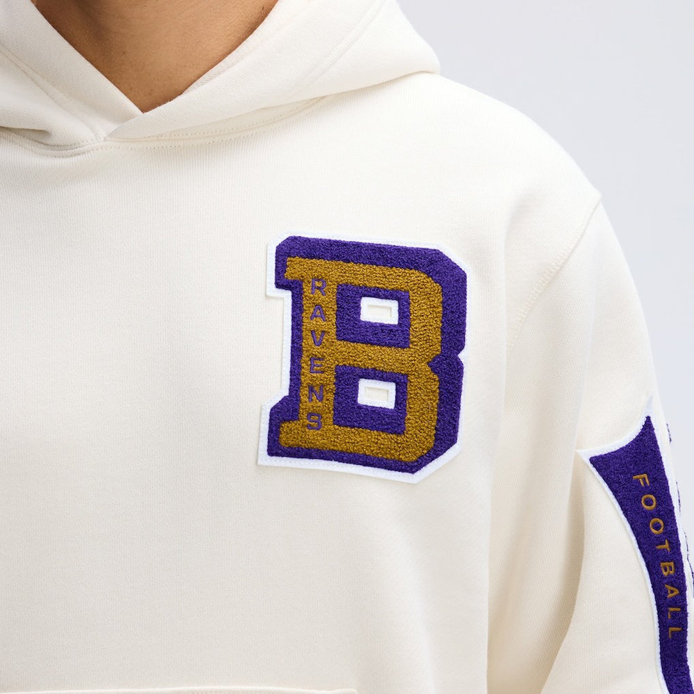 Baltimore Ravens IconicFleece Letterman Hoodie Oatmeal - Fanatics