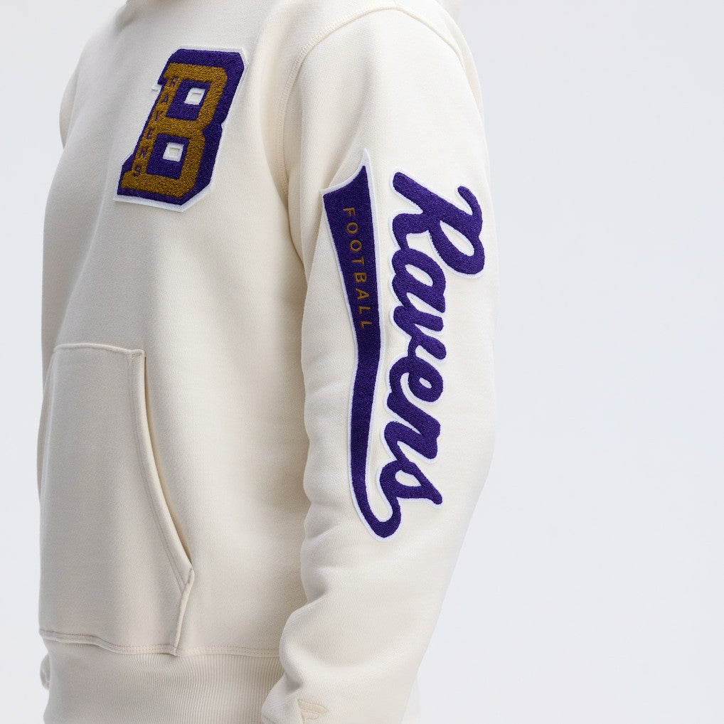 Baltimore Ravens IconicFleece Letterman Hoodie Oatmeal - Fanatics