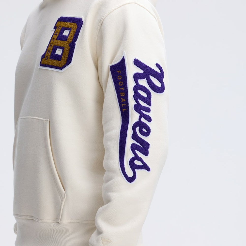 Baltimore Ravens IconicFleece Letterman Hoodie Oatmeal - Fanatics