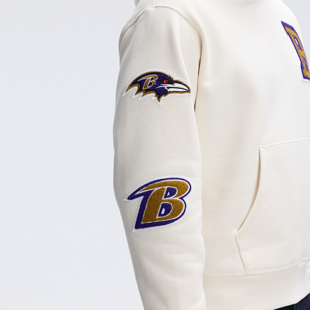 Baltimore Ravens IconicFleece Letterman Hoodie Oatmeal - Fanatics