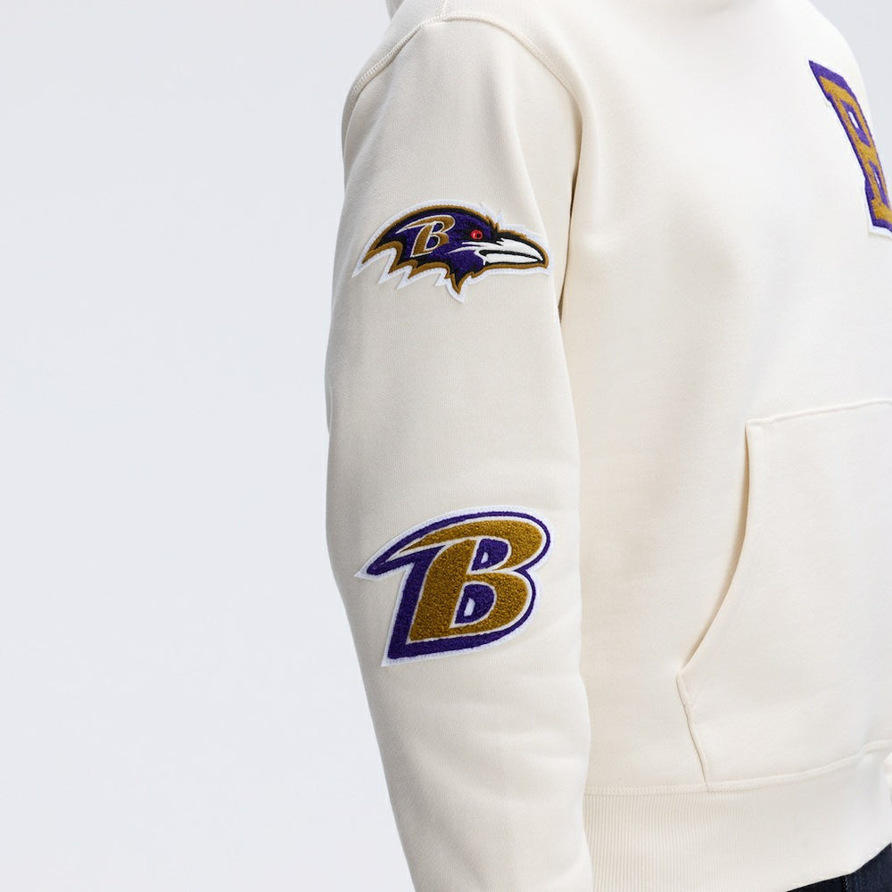 Baltimore Ravens IconicFleece Letterman Hoodie Oatmeal - Fanatics